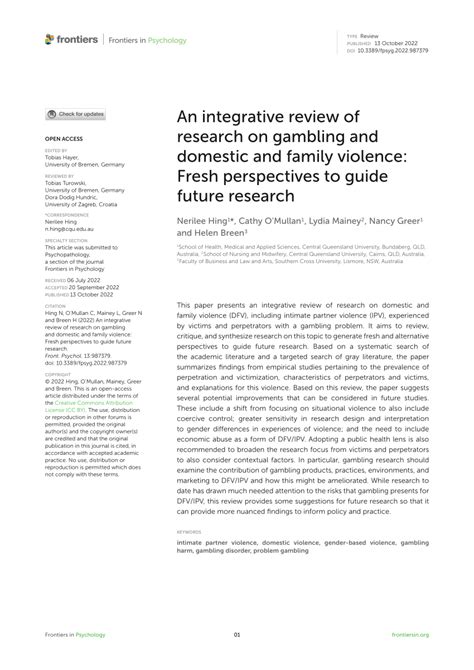 An integrative review of research on gambling and domestic and .
